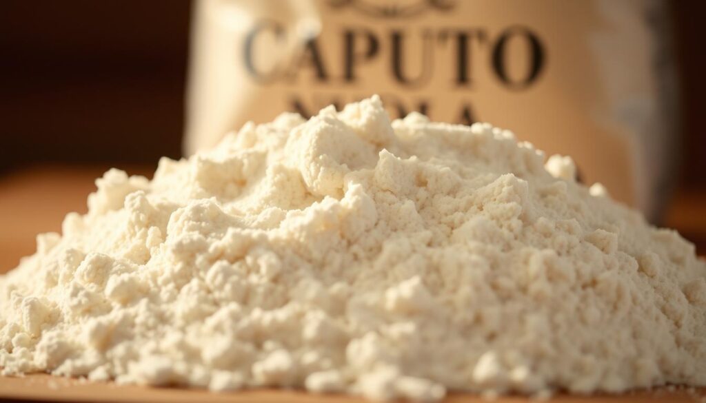 A close-up shot of a pile of Caputo Nuvola all-purpose flour, its soft, fine texture visible in the warm, natural lighting. The flour appears delicate and airy, almost cloud-like, with a subtle sheen that suggests its high quality. The image is captured with a shallow depth of field, keeping the flour in sharp focus while the background is pleasantly blurred, creating a sense of depth and emphasis on the subject. The overall mood is one of culinary craftsmanship and the artisanal nature of this premium pizza flour. A close-up shot of a pile of Caputo Nuvola all-purpose flour, its soft, fine texture visible in the warm, natural lighting. The flour appears delicate and airy, almost cloud-like, with a subtle sheen that suggests its high quality. The image is captured with a shallow depth of field, keeping the flour in sharp focus while the background is pleasantly blurred, creating a sense of depth and emphasis on the subject. The overall mood is one of culinary craftsmanship and the artisanal nature of this premium pizza flour.